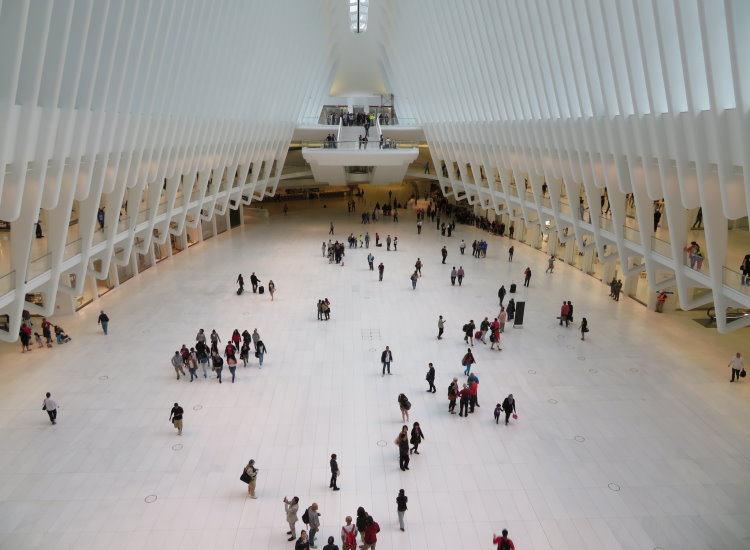In side Oculus - Transport hub, retail etc and entry to the 9/11 memorial
